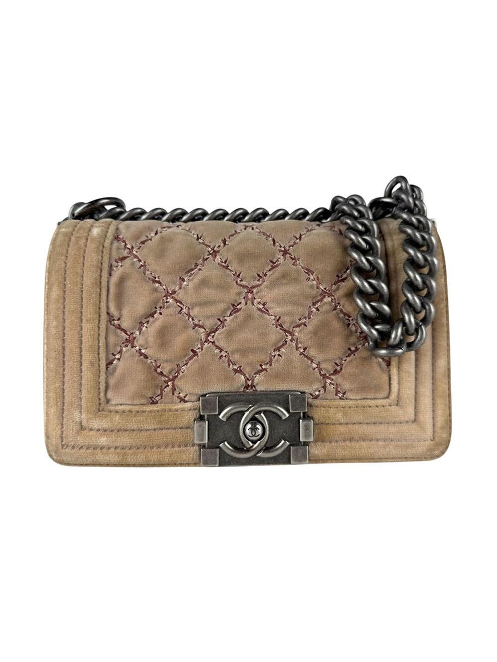 Chanel Boy Flap Bag Quilted Velvet #341572C21B